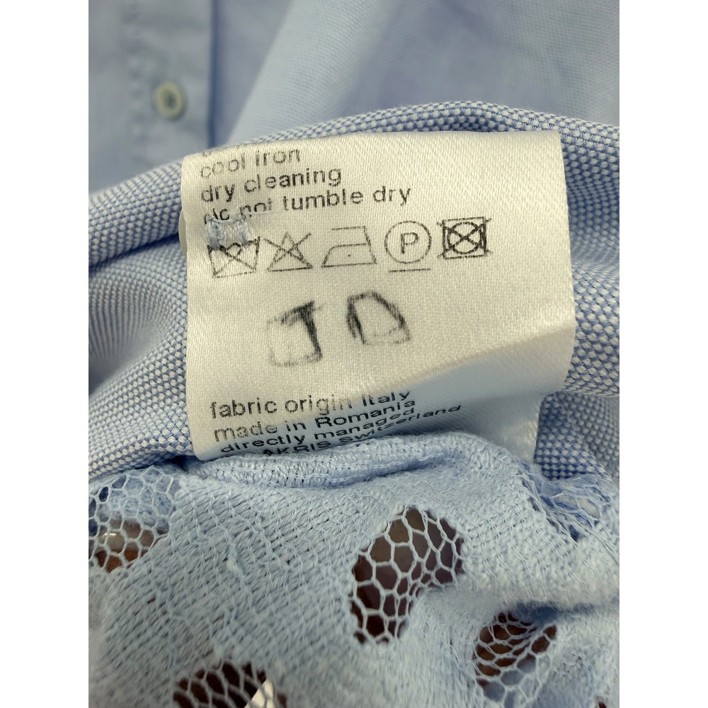Akris Punto Womens Light Blue Cotton Eyelet Lace Back Button Down Shirt Size 6 - Picture 5 of 6
